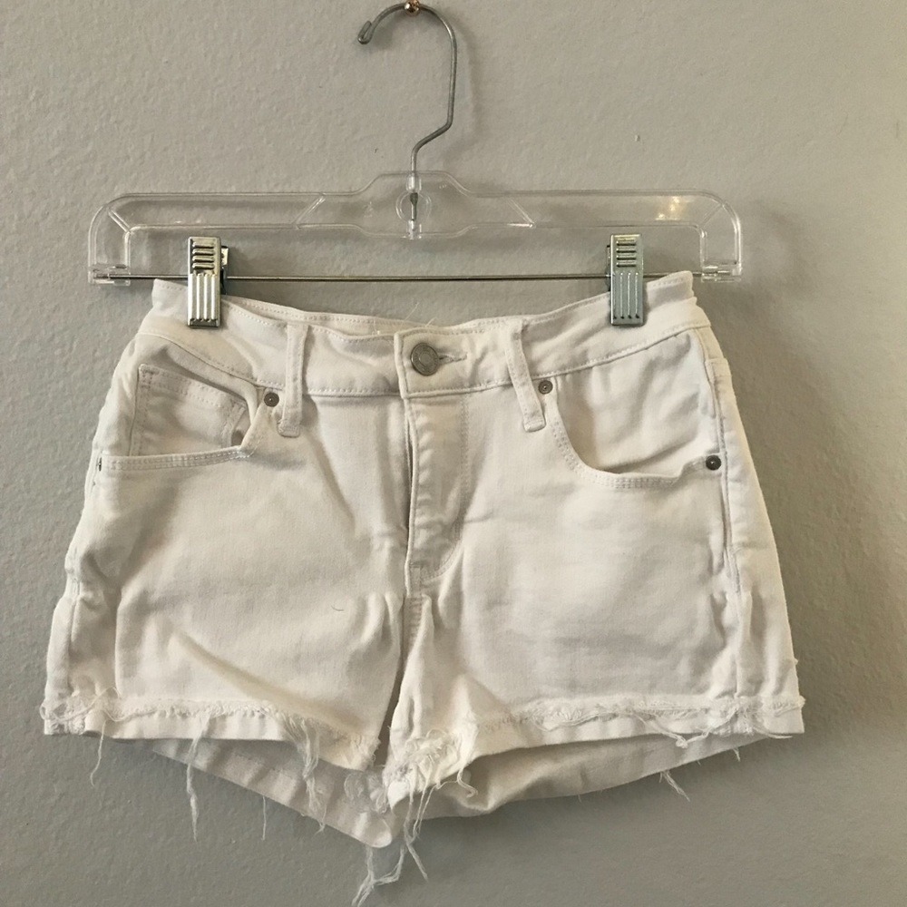 White Cuffed Denim Shorts